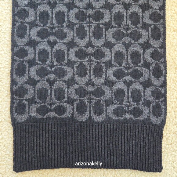NWOT Coach Signature C Knit Wool Scarf Merino Reversible - Picture 6 of 10